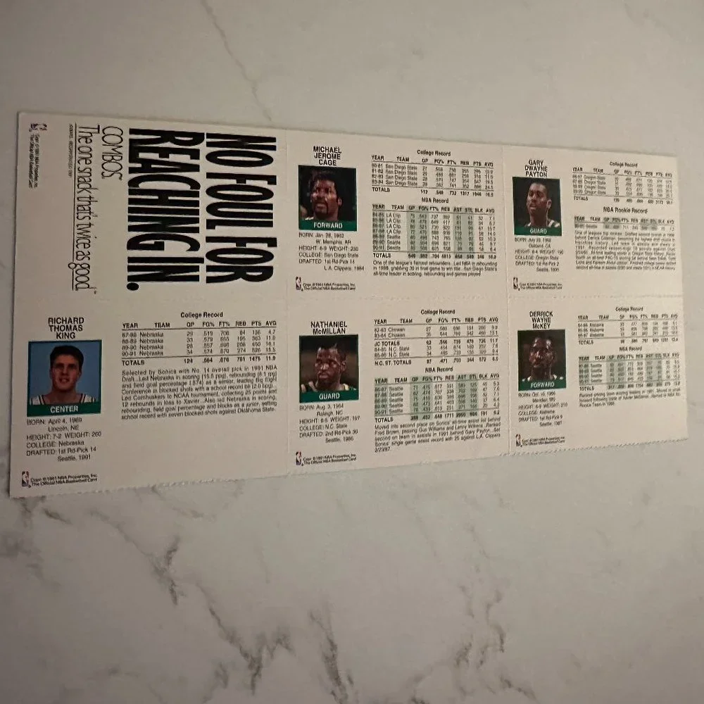 Set of 11 New 1991-1992 Seattle SuperSonics Trading Cards